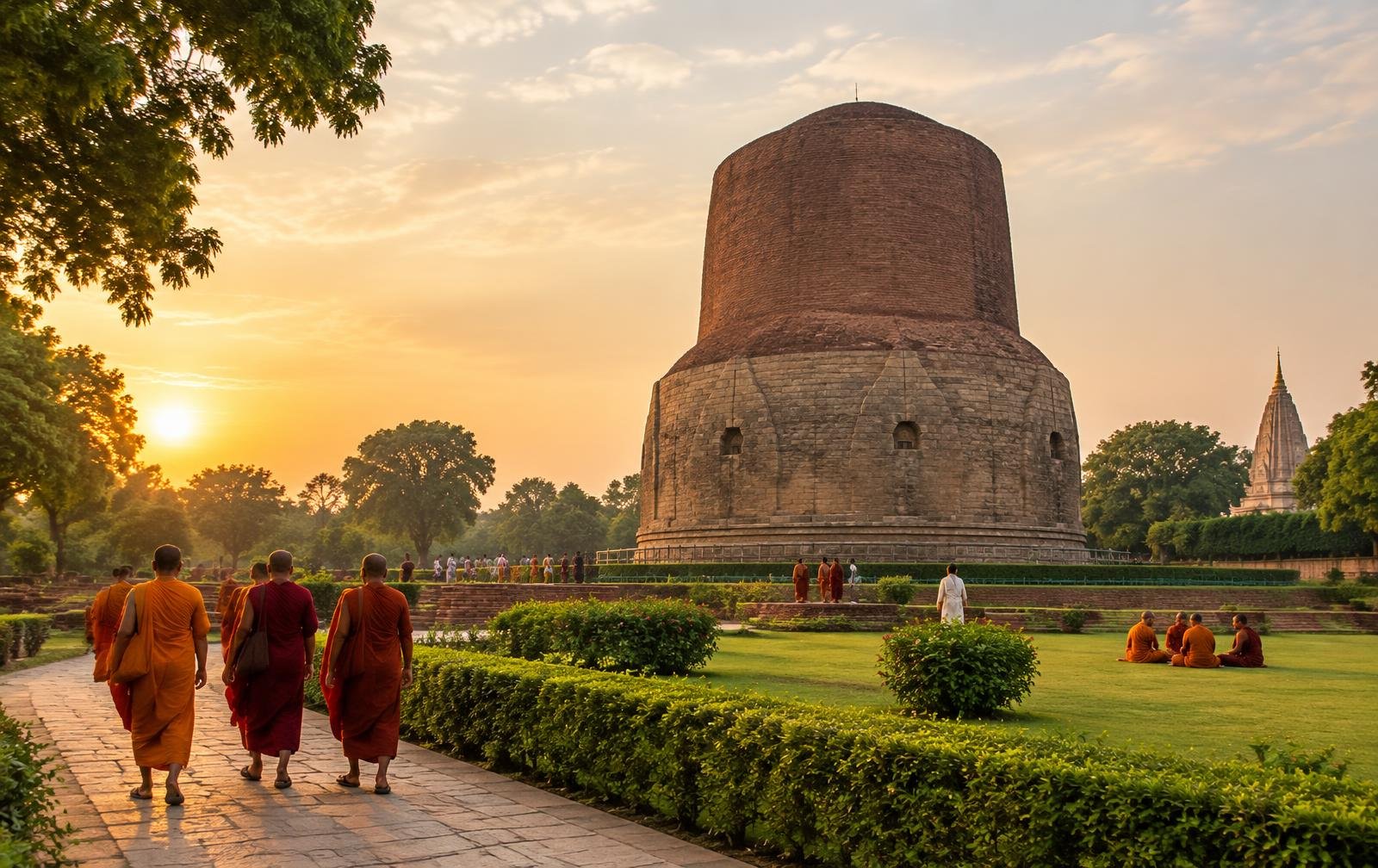 Stupa de Dhamek à Sarnath sur le chemin de Bouddha