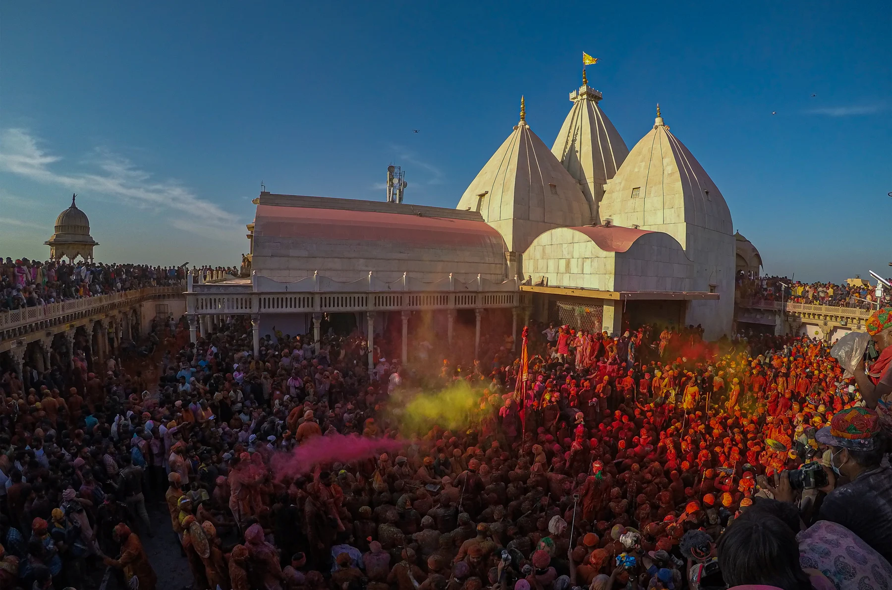 Fête de Holi au temple de Nandgaon près de Mathura