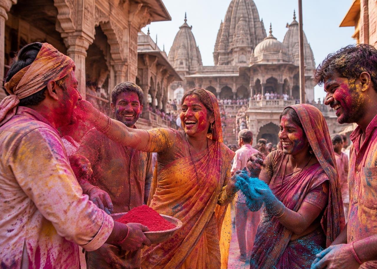 Célébration de la fête de Holi en Inde