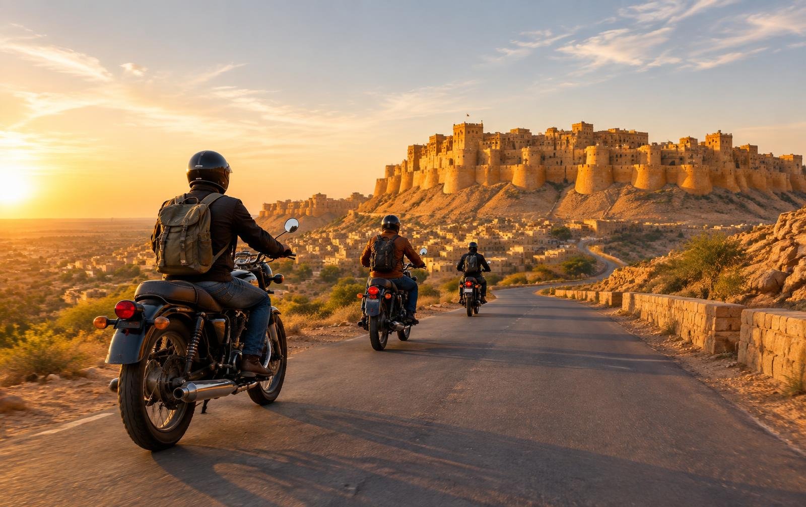 Voyage à moto vers le fort de Jaisalmer au Rajasthan