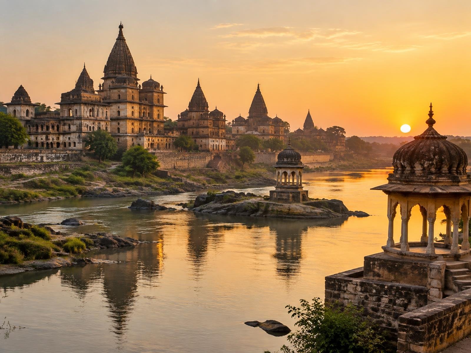 Palais et cénotaphes d’Orchha en Inde centrale