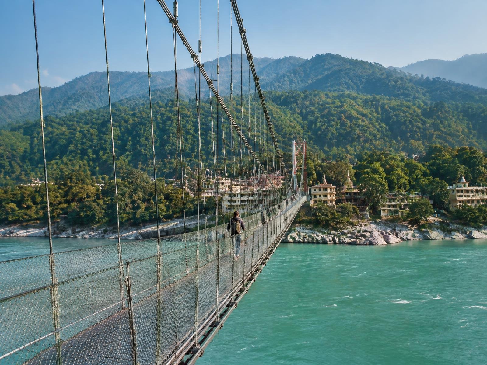 Pont suspendu sur le Gange à Rishikesh